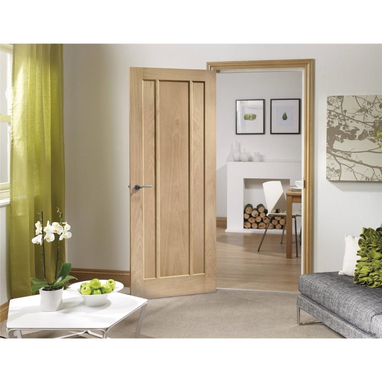 Internal Oak 3-Panel Door - Unfinished - 1981 x 457 x 35mm - Worcester - XL Joinery
