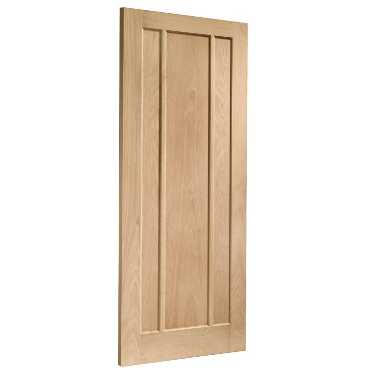 Internal Oak 3-Panel Door - Unfinished - 2040 x 626 x 40mm - Worcester - XL Joinery
