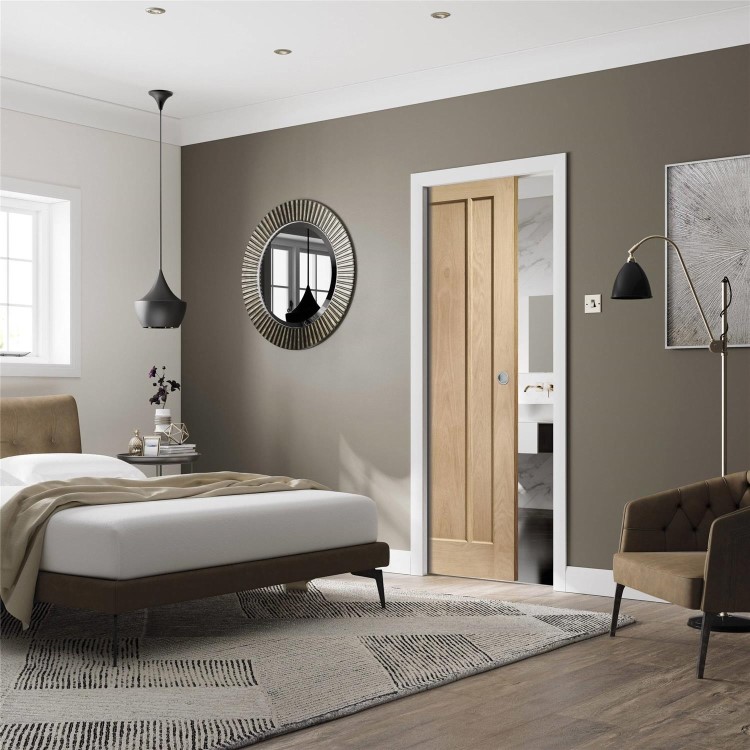 Internal Oak 3-Panel Door - Unfinished - 2040 x 626 x 40mm - Worcester - XL Joinery