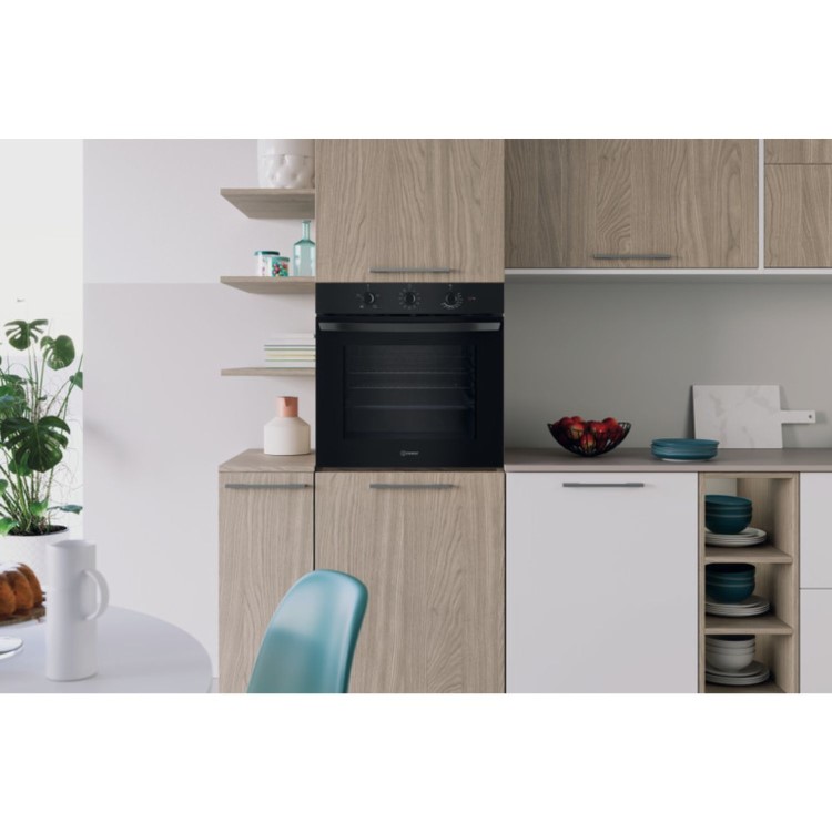 Refurbished Indesit Click&Clean Electric Single Oven - Black