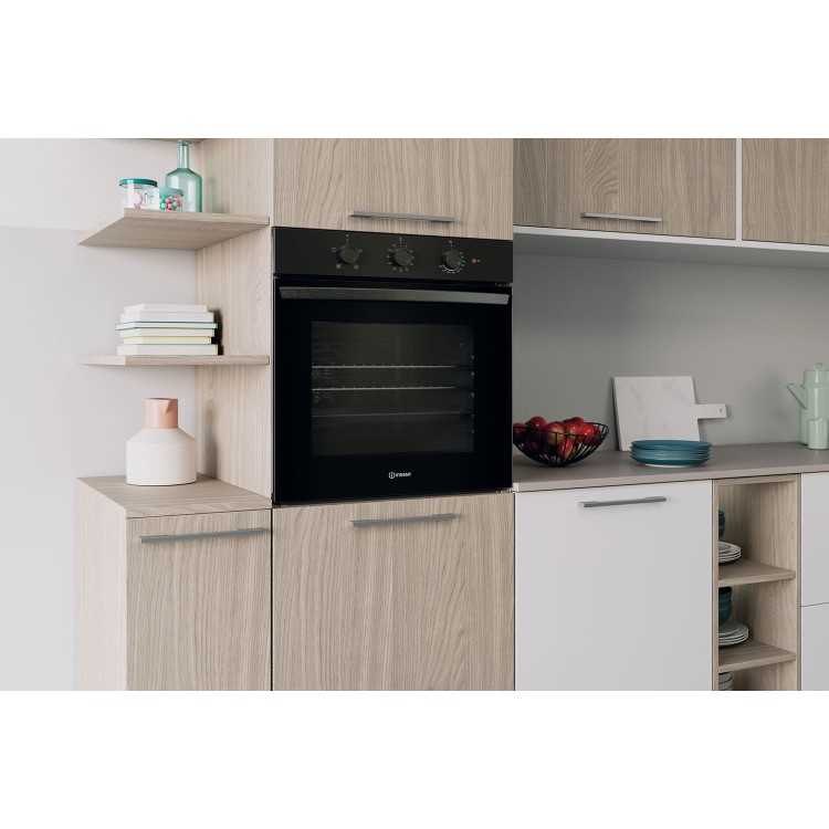 Refurbished Indesit Click&Clean Electric Single Fan Oven - Black