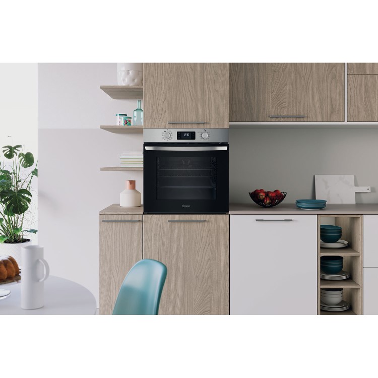 Indesit IO278P1XUK Turn&Go Electric Single Oven - Stainless Steel  