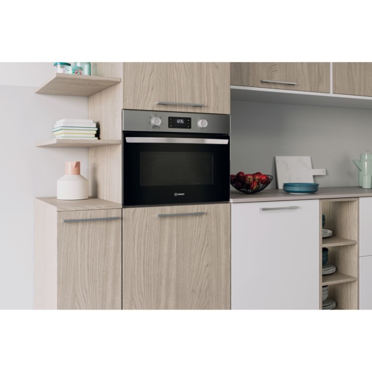 Refurbished Indesit Built-In Microwave & Grill - Stainless Steel