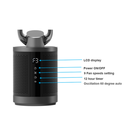 Refurbished electriQ Quiet Dual HEPA Air Purifier and Pure Cool DC Fan with Remote Control for rooms up to 35 sqm Black