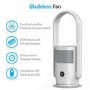 GRADE A1 - Quiet Pure Cool Bladeless HEPA & UV Purifying Tower Fan Smart WiFi Alexa RC Timer and Oscillation