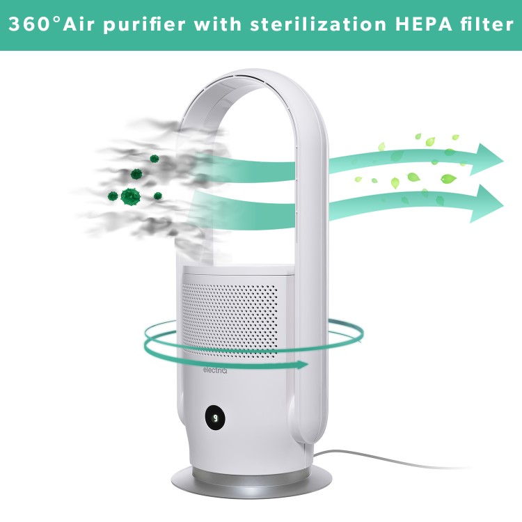 GRADE A1 - Quiet Pure Cool Bladeless HEPA & UV Purifying Tower Fan Smart WiFi Alexa RC Timer and Oscillation