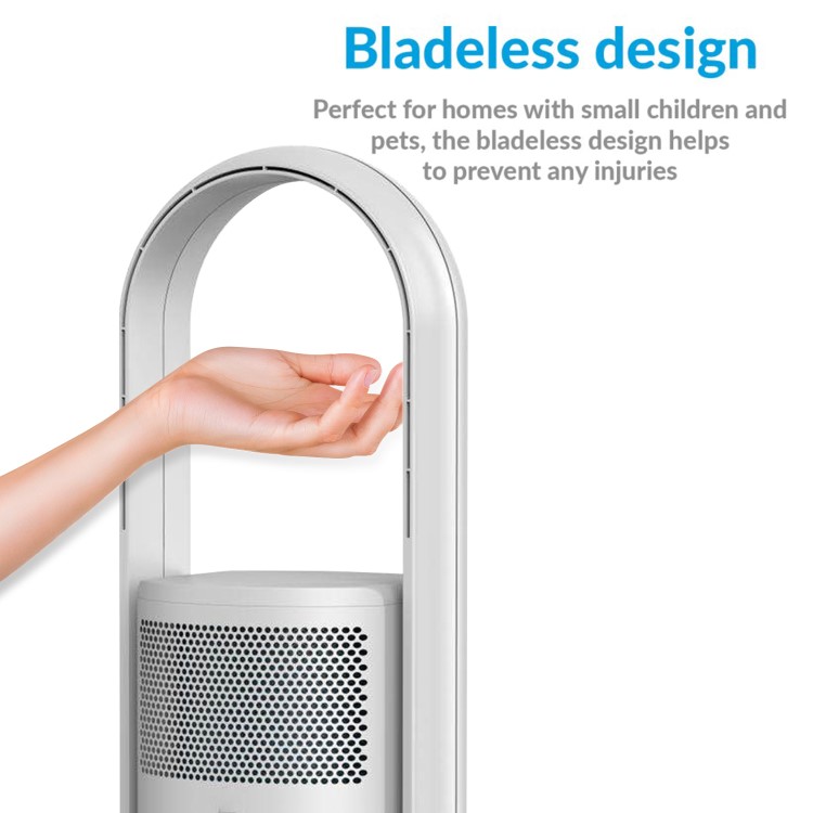 GRADE A1 - Quiet Pure Cool Bladeless HEPA & UV Purifying Tower Fan Smart WiFi Alexa RC Timer and Oscillation