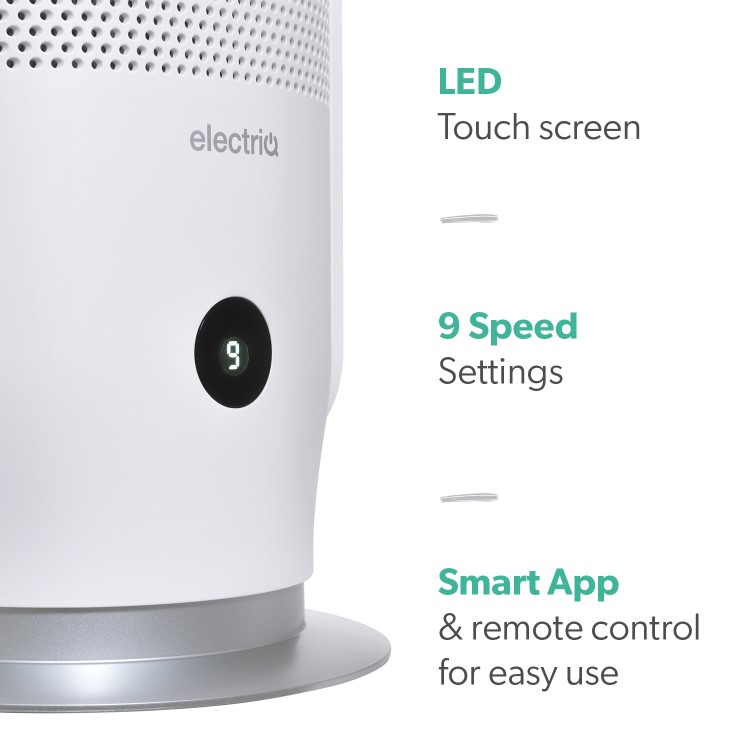 GRADE A1 - Quiet Pure Cool Bladeless HEPA & UV Purifying Tower Fan Smart WiFi Alexa RC Timer and Oscillation
