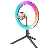 electriQ 10" RGB LED Ring Light with Tripod Stand Phone Holder and Remote - electriQ electriQ 10" RGB LED Ring Light with Tripod Stand Phone Holder and Remote - electriQ