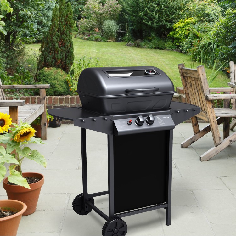 Refurbished Boss Grill Louisiana - 2 Burner Gas BBQ Grill with Side Burner - Black