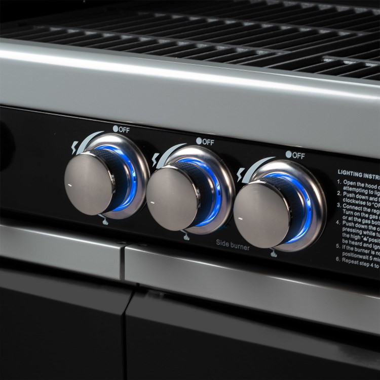 Refurbished Boss Grill Alabama Elite - 3 Burner Gas BBQ Grill with Side Burner - Black