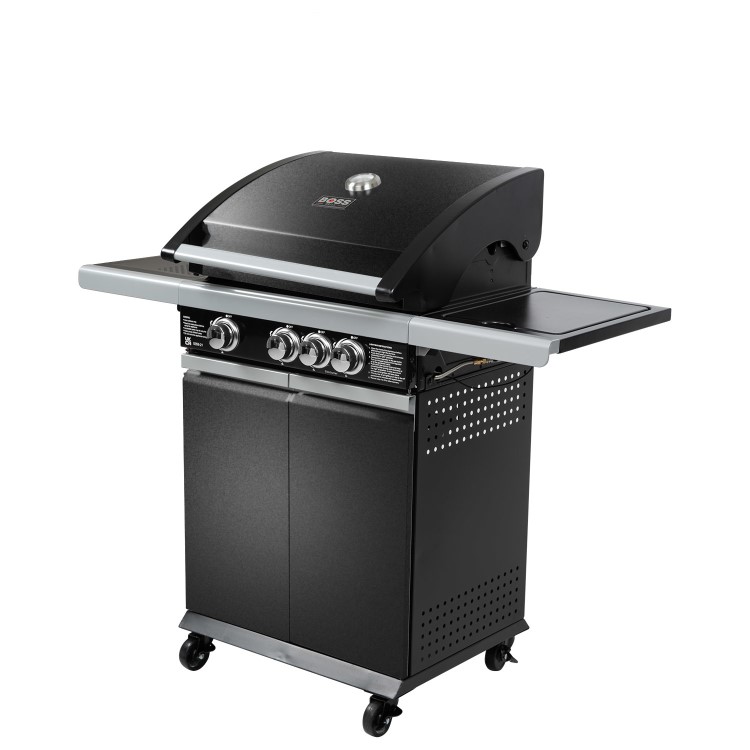 Refurbished Boss Grill Alabama Elite - 3 Burner Gas BBQ Grill with Side Burner - Black