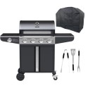 IQBBQ4BBLEN Boss Grill Kentucky Premium - 4 Burner Gas BBQ Grill with Side Burner - Black