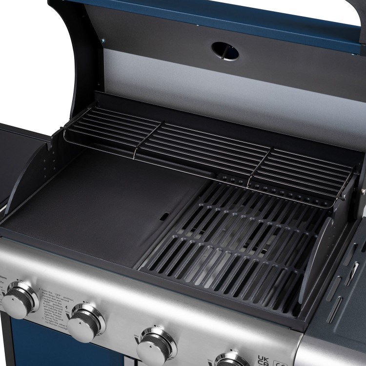 Boss Grill Kentucky Premium - 4 Burner Gas BBQ Grill with Side Burner - Blue