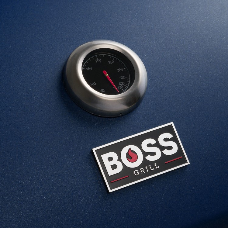 Boss Grill Kentucky Premium - 4 Burner Gas BBQ Grill with Side Burner - Blue
