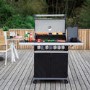 Boss Grill Alabama Elite - 4 Burner Gas BBQ Grill with Side Burner - Black