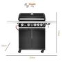 Boss Grill Alabama Elite - 4 Burner Gas BBQ Grill with Side Burner - Black