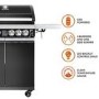 Boss Grill Alabama Elite - 4 Burner Gas BBQ Grill with Side Burner - Black