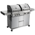 IQBBQ4BDH Boss Grill Double Header 4 Burner Gas BBQ Grill with Side Burner - Stainless Steel