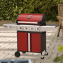 Boss Grill Kentucky Premium - 4 Burner Gas BBQ Grill with Side Burner - Red