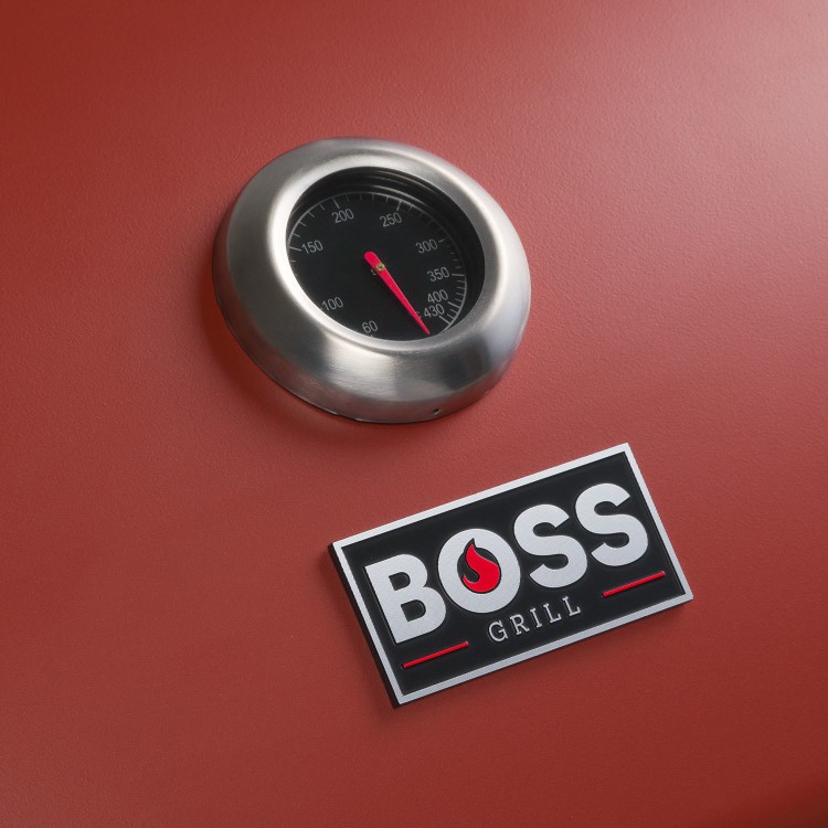 Boss Grill Kentucky Premium - 4 Burner Gas BBQ Grill with Side Burner - Red
