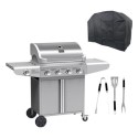 IQBBQ4BSEN Boss Grill Kentucky Premium - 4 Burner Gas BBQ Grill with Side Burner - Stainless Steel