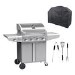 Boss Grill IQBBQ4BSEN Kentucky Premium - 4 Burner Gas BBQ Grill with Side Burner - Stainless Steel   
