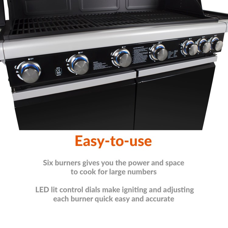 Refurbished Boss Grill Alabama Elite IQBBQ6BBL 6 Burner Gas BBQ with Side Burner Black