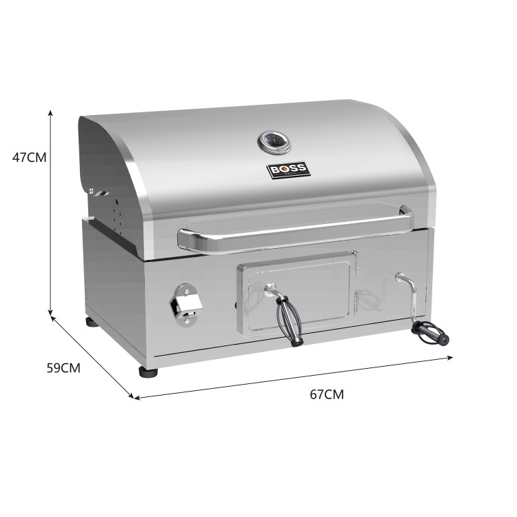 Boss Grill Built-In Charcoal BBQ – Stainless Steel