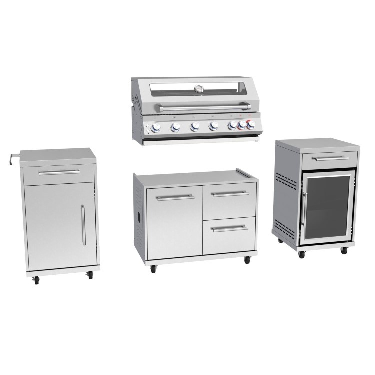 Boss Grill Premium Modular 6 Burner Built-In BBQ with Fridge - Stainless Steel 