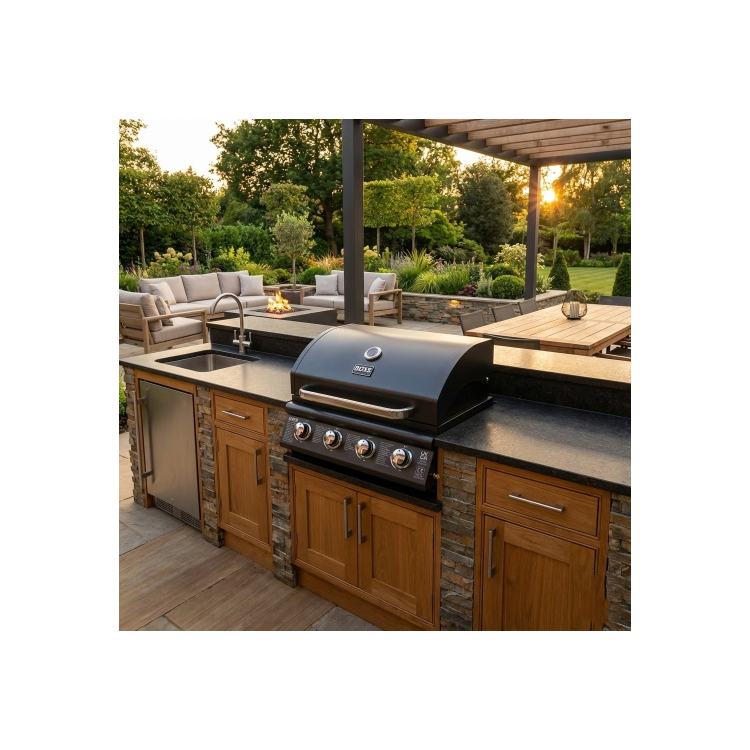 Boss Grill Texas Lone Star 4 Burner Built In Gas BBQ Grill - Black