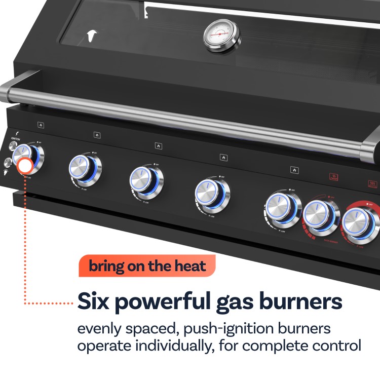 Boss Grill 6 Burner Built-In Gas BBQ - Black 
