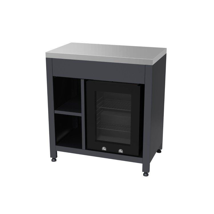 Boss Grill All Star Pro Modular Dual Fuel Outdoor Kitchen - Built-In Gas & Charcoal BBQ with Fridge - Black