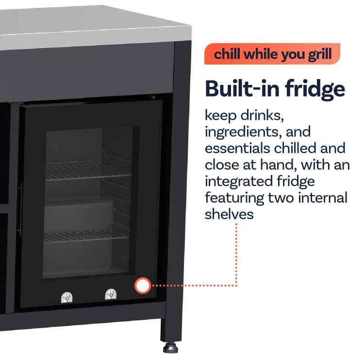 Boss Grill All Star Pro Modular Dual Fuel Outdoor Kitchen - Built-In Gas & Charcoal BBQ with Fridge - Black