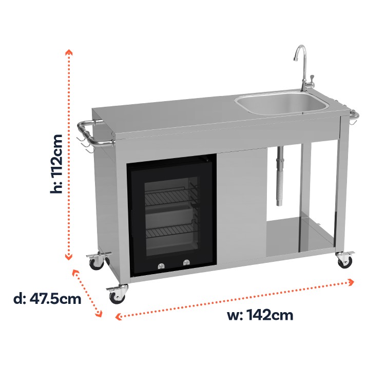 Boss Grill Stainless Steel BBQ Table with Sink and Fridge