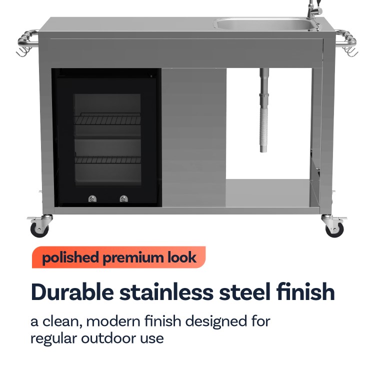 Boss Grill Stainless Steel BBQ Table with Sink and Fridge