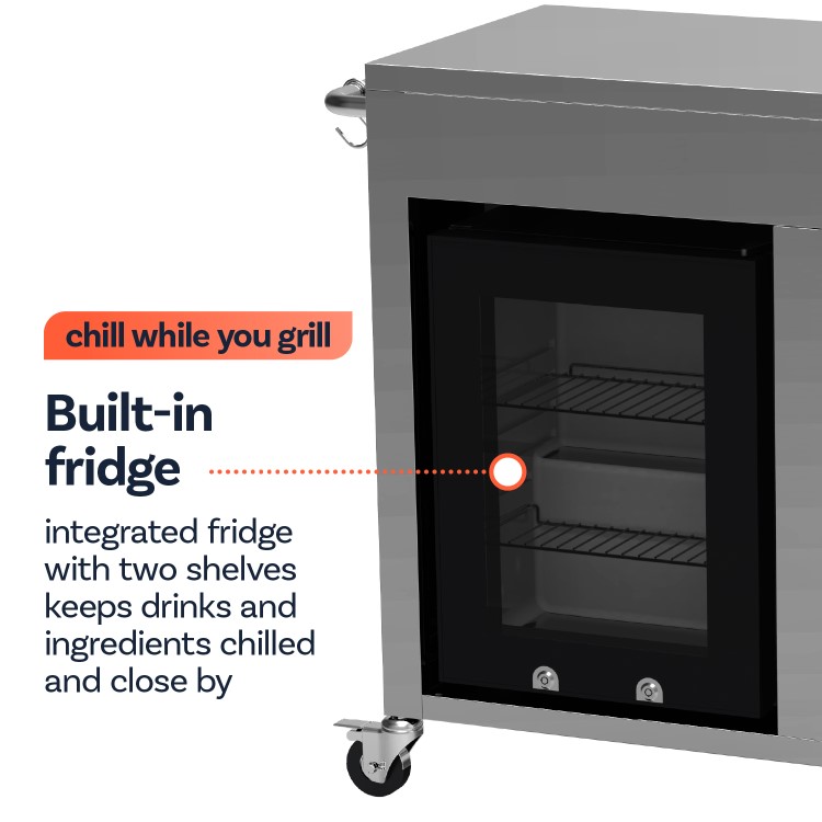 Boss Grill Stainless Steel BBQ Table with Sink and Fridge