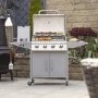 Refurbished Boss Grill Georgia Classic - 4 Burner Gas BBQ Grill with Side Burner - Silver