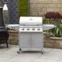 Refurbished Boss Grill Georgia Classic - 4 Burner Gas BBQ Grill with Side Burner - Silver