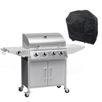Refurbished Boss Grill Georgia Classic - 4 Burner Gas BBQ Grill with Side Burner - Silver