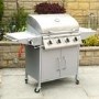Refurbished Boss Grill Georgia Classic - 4 Burner Gas BBQ Grill with Side Burner - Silver