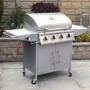 Refurbished Boss Grill Georgia Classic - 4 Burner Gas BBQ Grill with Side Burner - Silver