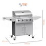 Refurbished Boss Grill Georgia Classic - 4 Burner Gas BBQ Grill with Side Burner - Silver