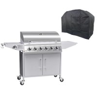 Boss Grill Georgia Classic - 6 Burner Gas BBQ Grill with Side Burner - Silver Boss Grill Georgia Classic - 6 Burner Gas BBQ Grill with Side Burner - Silver