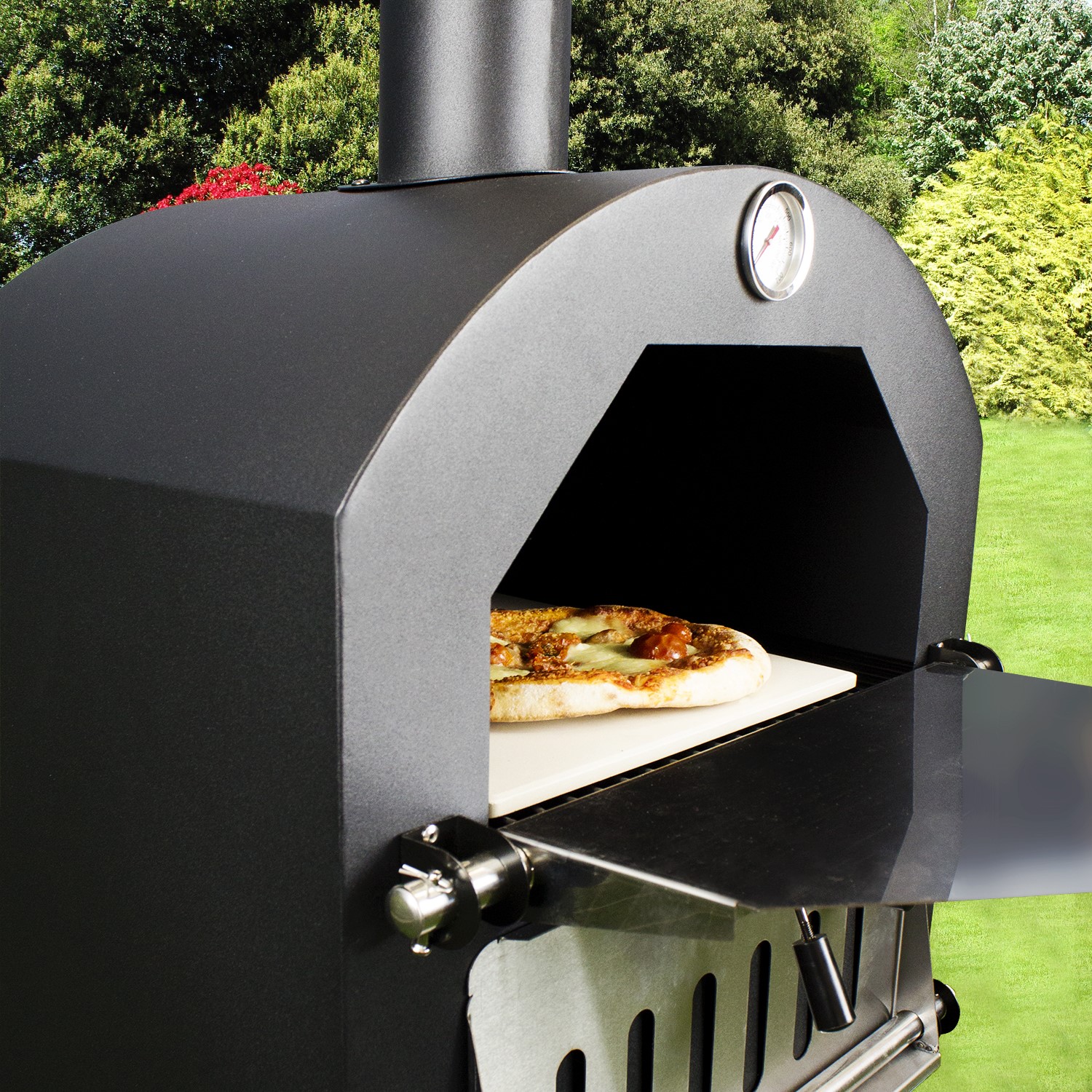 3 In 1 Charcoal Outdoor Pizza Oven Bbq Smoker Includes Bbq Cover And Utensil Set