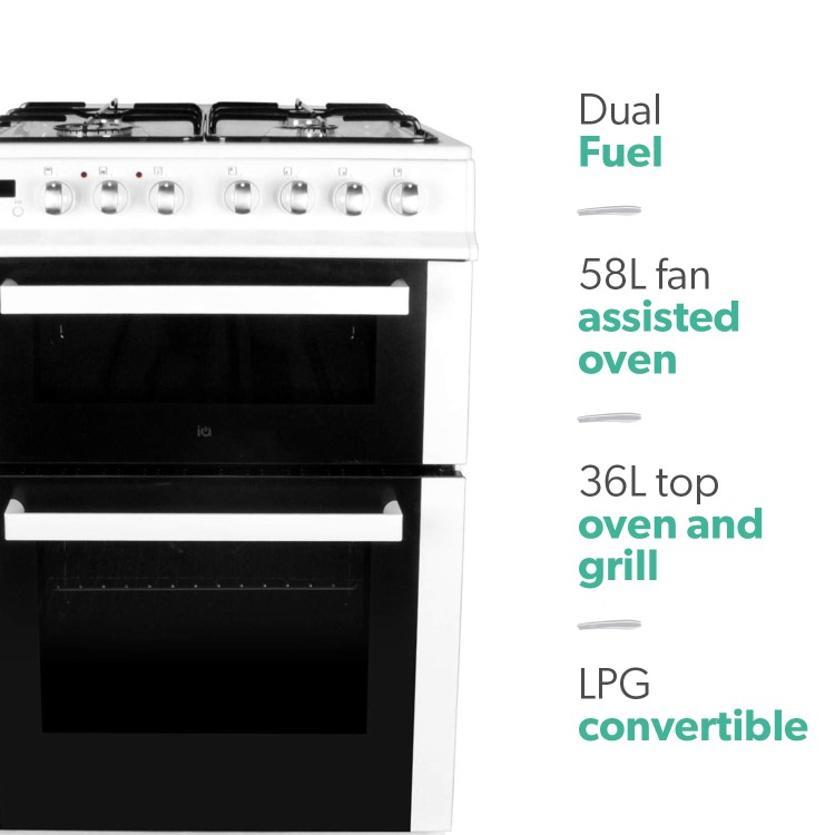 Refurbished electriQ IQDFC1W60 60cm Dual Fuel Cooker