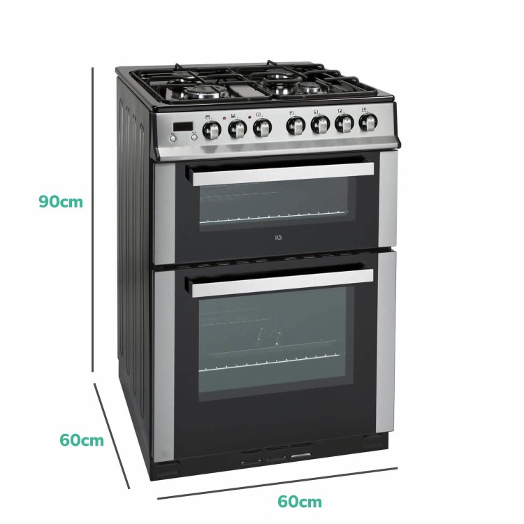 Refurbished electriQ IQDFC2W60 60cm Double Oven Dual Fuel Cooker Stainless Steel