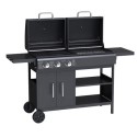 IQENDFBBQ Boss Grill Georgia Dual Fuel - 3 Burner Gas & Charcoal BBQ Grill - Black