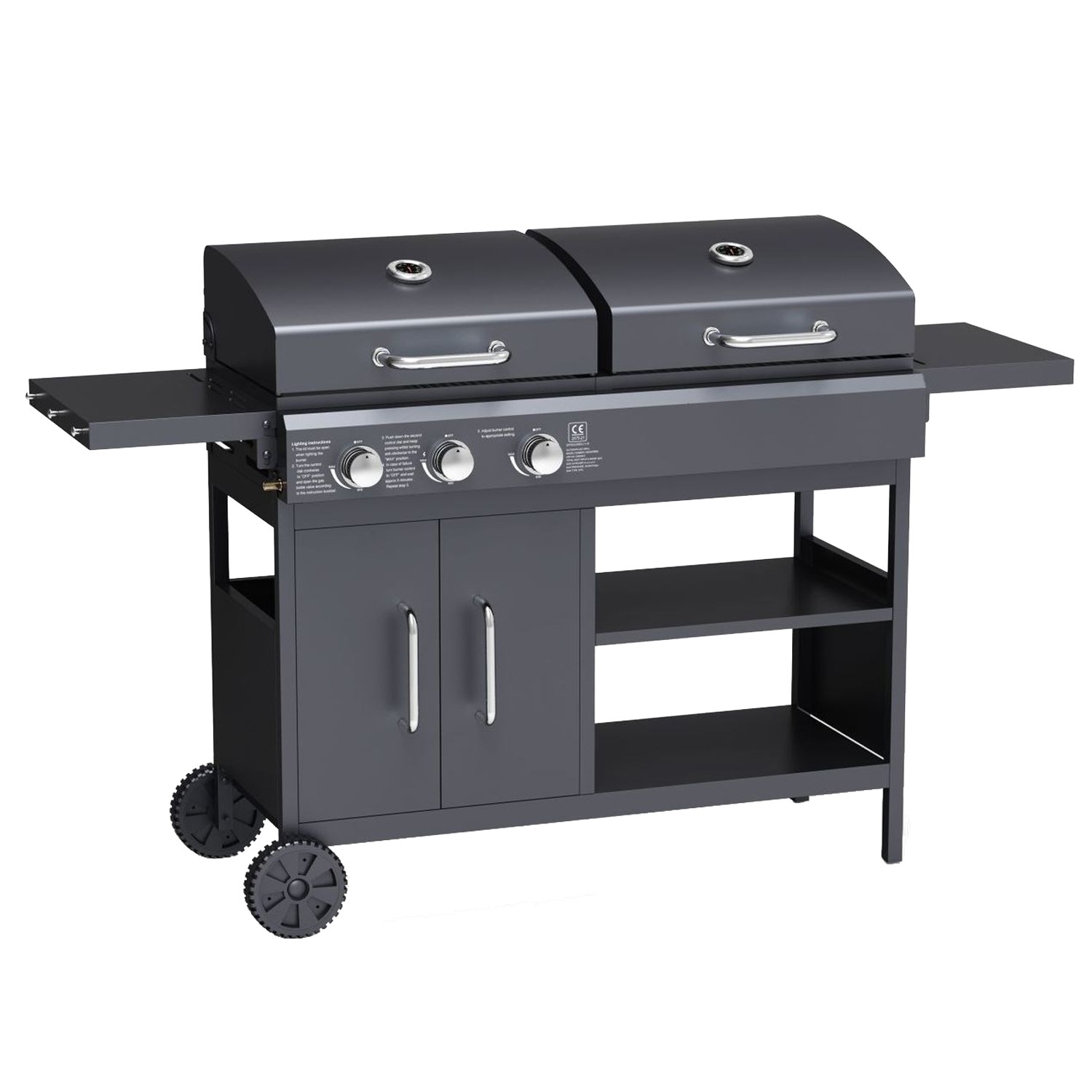 Refurbished Boss Grill Georgia Dual Fuel 3 Burner Gas & Charcoal BBQ Grill  Black 