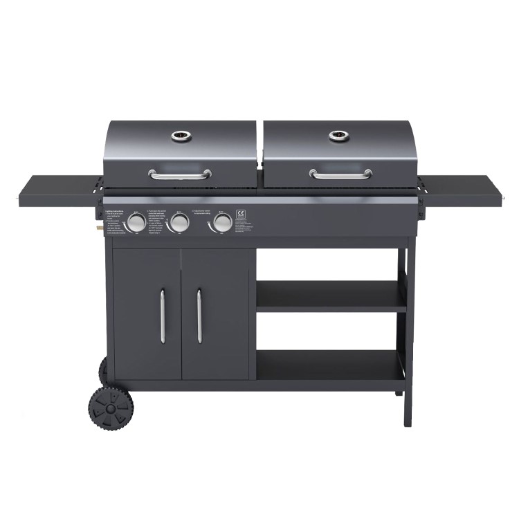 Boss Grill Georgia Dual Fuel - 3 Burner Gas & Charcoal BBQ Grill - Black